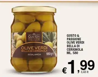 Sigma Superstore Gusto & Passione Olive Verdi Bella Di Cerignola 580 ml offerta