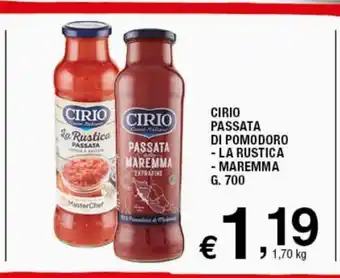 Sigma Superstore Cirio Passata Di Pomodoro - La Rustica - Maremma 700 g . offerta