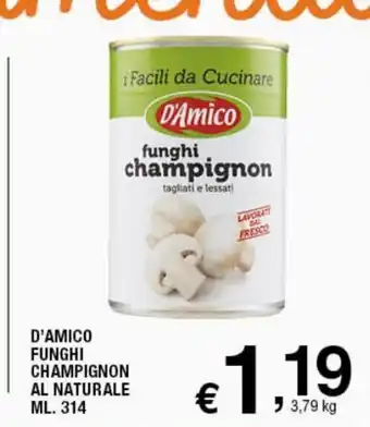 D;Amico Funghi Champignon Al Naturale 314 ml.