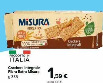 Carrefour Market Misura Fibrextra Crackers Integrali 385 G(ml) offerta