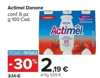 Carrefour Market Danone Actimel Fragola 600 G(ml) offerta