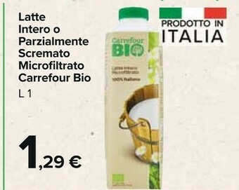 Carrefour - Latte Intero Microfiltrato Biologico 1000 G(ml)