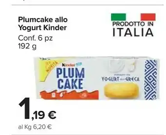 Carrefour Market Kinder Plumcake Allo Yogurt offerta