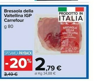 Carrefour Market Bresaola Della Valtellina Igp offerta