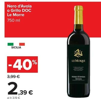 Carrefour Le morre Nero d'Avola offerta