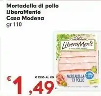 Despar Casa Modena Mortadella Di Pollo LiberaMente 110 G(ml) offerta