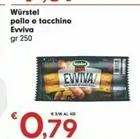 Despar Amadori Wurstel Pollo E Tacchino Evviva 250 G offerta