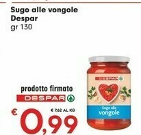 Despar Despar Sugo Alle Vongole offerta