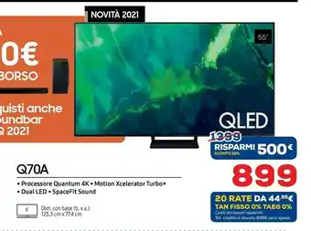 Euronics Samsung Q70A (2021) 139,7 Cm (55") 4K Ultra HD Smart TV Wi-Fi Nero offerta