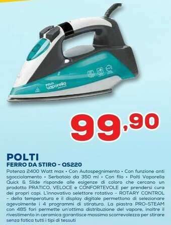 Euronics Polti Ferro Da Stiro QS220 offerta