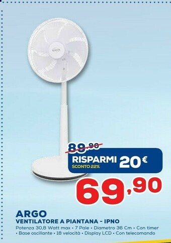 Euronics Argo Ventilatore A Piantana Ipno offerta