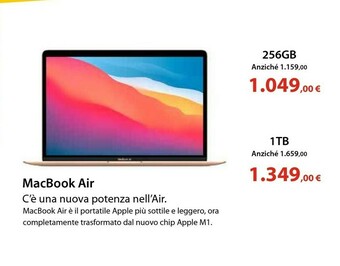 Euronics Apple MacBook Air 256GB offerta