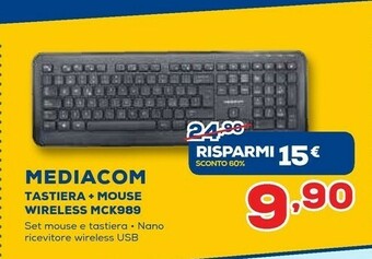Euronics Mediacom Tastiera + Mouse Wireless MCK989 offerta
