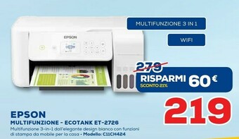 Euronics Epson EcoTank ET-2726 offerta