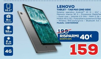 Euronics Lenovo Tab M10 32 GB 26,2 Cm (10.3") Mediatek 2 GB Wi-Fi 5 (802.11ac) Grigio offerta