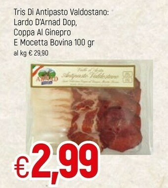 Famila Tris Di Antipasto Valdostano Lardo D'Arnad DOP, Coppa Al Ginepro E Mocetta Bovina offerta