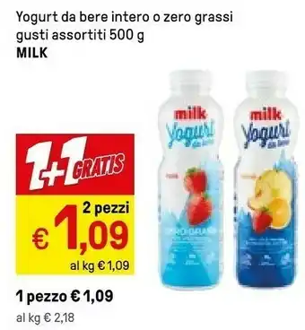 Iper La Grande Milk - Yogurt Magro da Bere Zero Grassi 500 g(ml) offerta