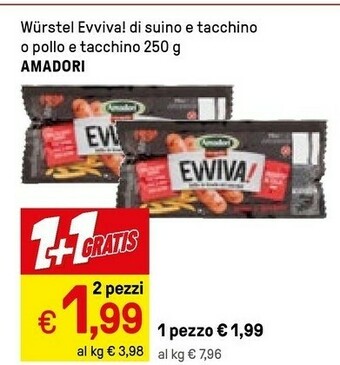 Iper La Grande Amadori Evviva Il Würstel Di Suino E Tacchino 250 G(ml) offerta
