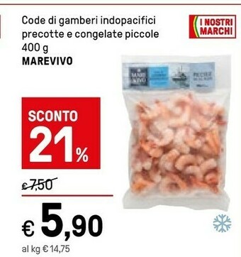 Iper La Grande Marevivo Code Di Gamberi Indopacifici Precotte E Congelate Piccole offerta