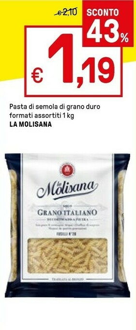Iper La Grande La Molisana Semola Rimacinata Di Grano Duro 1000 G(ml) offerta