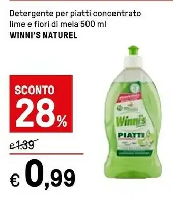 Iper La Grande Winni's Naturel Detergente Per Piatti Concentrato Lime E Fiori Di Mela 500 Ml offerta