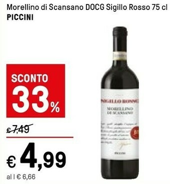 Iper La Grande Piccini Morellino Di Scansano Docg Sigillo Rosso offerta