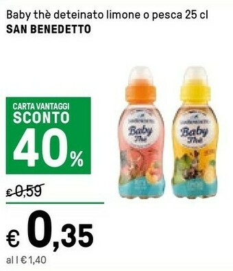 Iper La Grande San Benedetto Baby Thè Deteinato Al Limone 250 G(ml) offerta