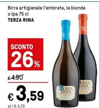 Iper La Grande Terza Rima Birra Artigianale L'ambrata offerta
