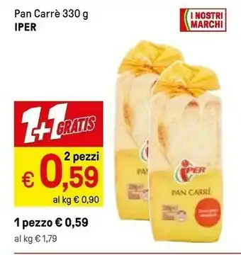 Iper La Grande Iper - Pan Carrè 330 G(ml) offerta