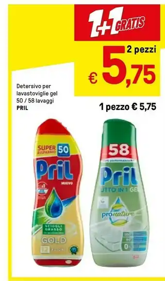 Iper La Grande Pril Detersivo Per Lavastoviglie Gel 50 / 58 Lavaggi offerta