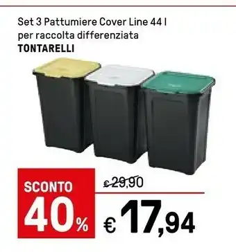 Iper La Grande Tontarelli Set 3 Pattumiere Cover Line offerta