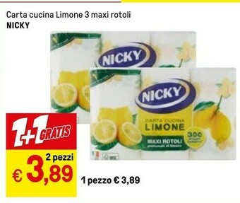 Iper La Grande Nicky Carta Cucina Limone 3 Maxi Rotoli offerta