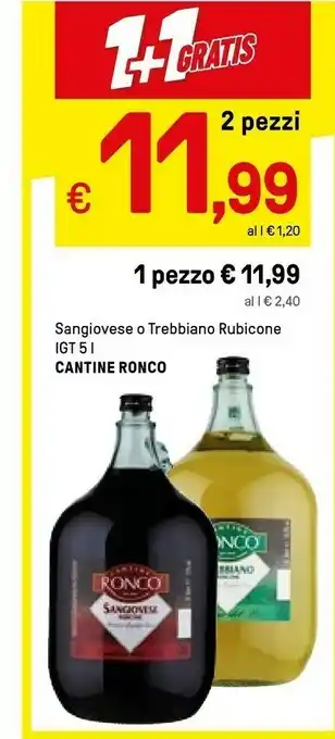 Iper La Grande Cantine Ronco Sangiovese O Trebbiano Igt 5 L offerta