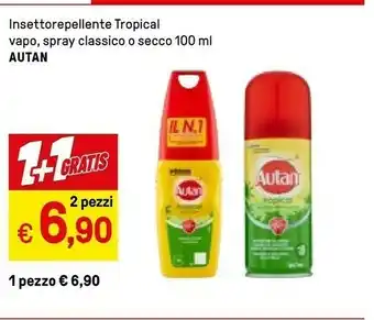 Iper La Grande Autan Insettorepellente Tropical Vapo, Spray Classico O Secco 100 Ml offerta