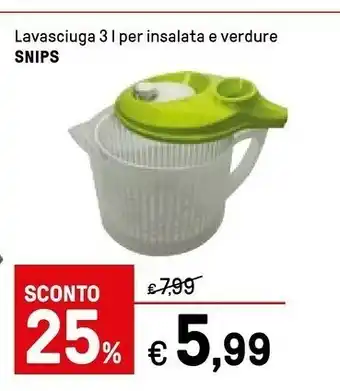 Iper La Grande Snips Lavasciuga 3 L Per Insalata E Verdure offerta