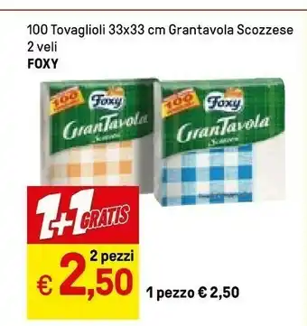 Iper La Grande Foxy 100 Tovaglioli 33x33 Cm Grantavola Scozzese offerta