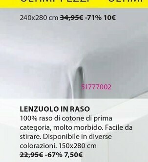 JYSK Lenzuolo In Raso offerta