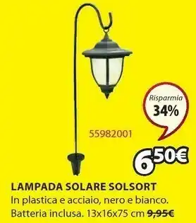 JYSK Lampada Solare Solsort offerta