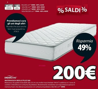 JYSK Materasso A Molle Plus S80 offerta