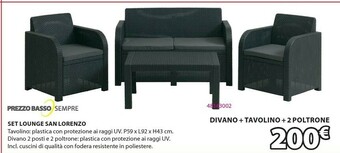 JYSK Divano + Tavolino + 2 Poltrone offerta