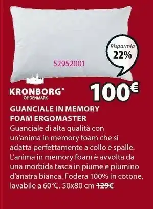 JYSK Guanciale In Memory Foam Ergomaster offerta
