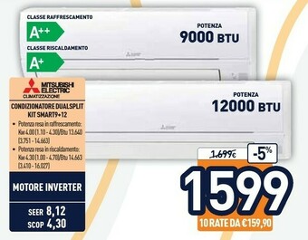 Unieuro Mitsubishi Electric Condizionatore Dualsplit Kit SMART9 + 12 offerta