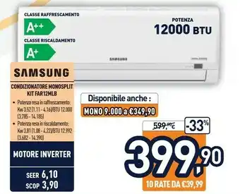 Unieuro Samsung Condizionatore Monosplit Kit FAR12MLB offerta