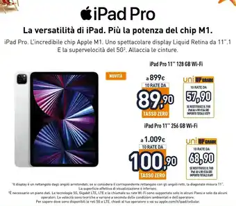 Unieuro Apple IPad Pro 11" Con Chip M1 (terza Gen.) Wi-Fi 128GB - Argento offerta