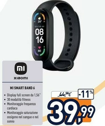 Unieuro Xiaomi Mi Smart Band 6 AMOLED Tracciatore Di Attività Da Braccio 3,96 Cm (1.56") Nero offerta