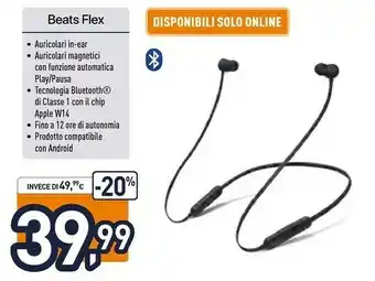 Unieuro Apple Beats Flex Cuffie Auricolare, Passanuca Nero offerta