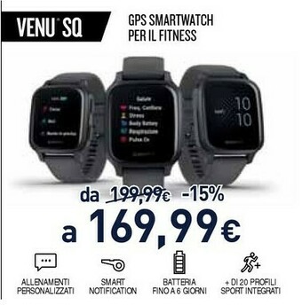 Unieuro Garmin Venu SQ LCD 3,3 Cm (1.3") Grigio GPS (satellitare) offerta