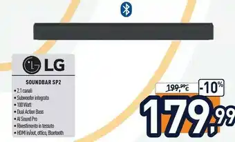 Unieuro LG SP2.CEUSLLK Altoparlante Soundbar Grigio 2.1 Canali 100 W offerta