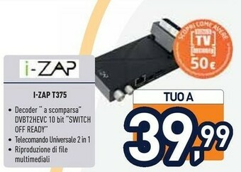 Unieuro I-zap Decoder T375 offerta