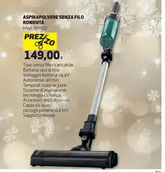 Coop Aspirapolvere senza filo rowenta offerta